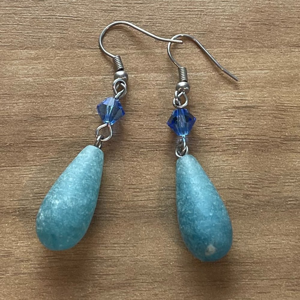 Blue stone drop earrings